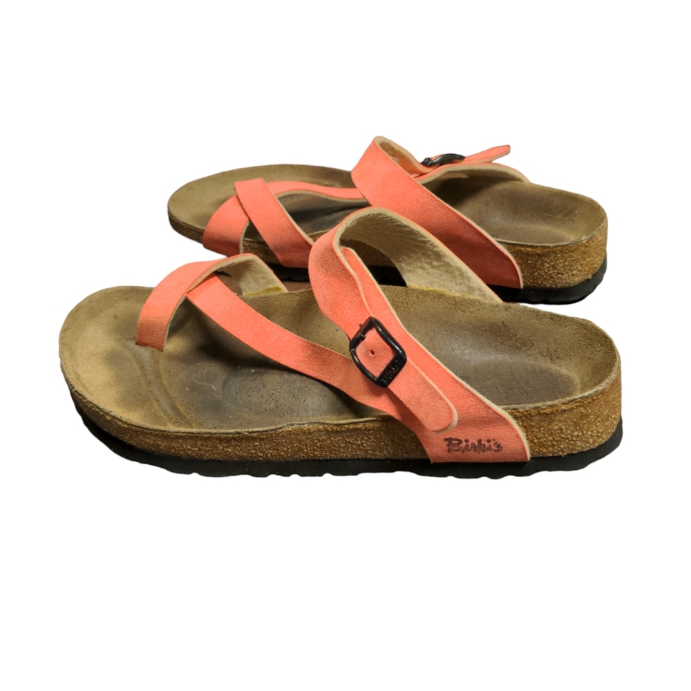 Birki's Burkenstock Sandals #240 US Size 6 1/2 Salmon colored Criss Cross Thong
